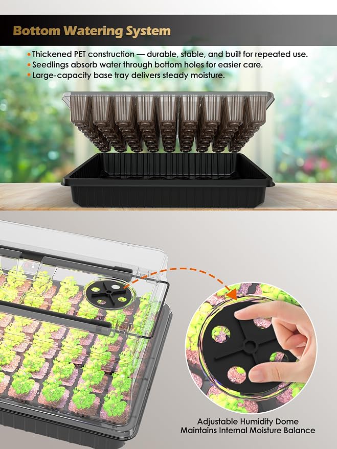 GLOWRIUM Seed Starter Tray with Full Spectrum Grow Light,54-Cell *2 Pack Seed Starter Kit with Humidity Dome,6-Setting Auto Timer,Adjustable Brightness for Indoor Plant (2-Pack)