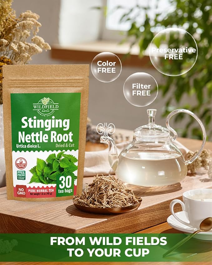 30 Bags Nettle Root Dried Stinging Nettle Root Herbal Tea - 30 Count 1.5g Bags Herb Tea Raíz De Ortiga