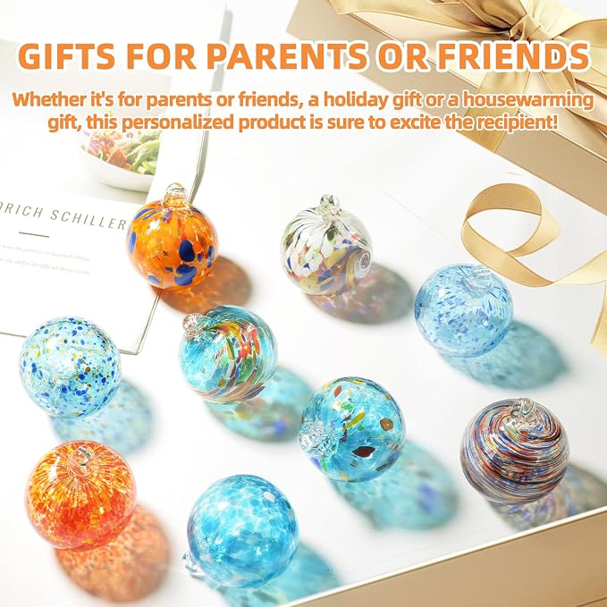 VOREEN 6-Pack Blown Glass Christmas Ornaments, 2.56" Handblown Hanging Glass Gazing Balls for Christmas Tree Decoration, Holiday Ornament Gift Set（Winter Blue & Aqua Mix）
