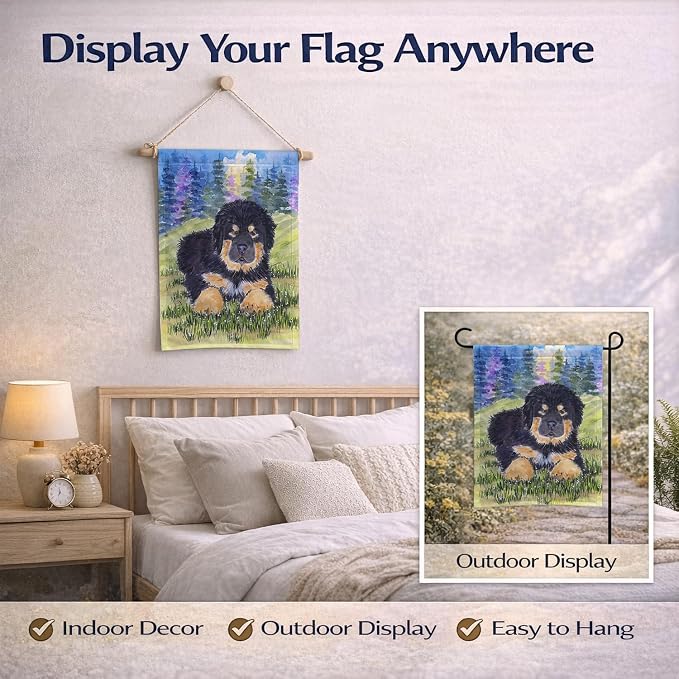 Caroline's Treasures SS1037GF Tibetan Mastiff Garden Flag Mailbox Flag Decorative Yard Flag Banner Outside Patio Artwork Yard Flower Beds, Garden Size, Multicolor