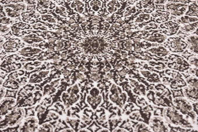 Unique Loom Sofia Collection Area Rug - Grace (6' Square, Brown/ Ivory)