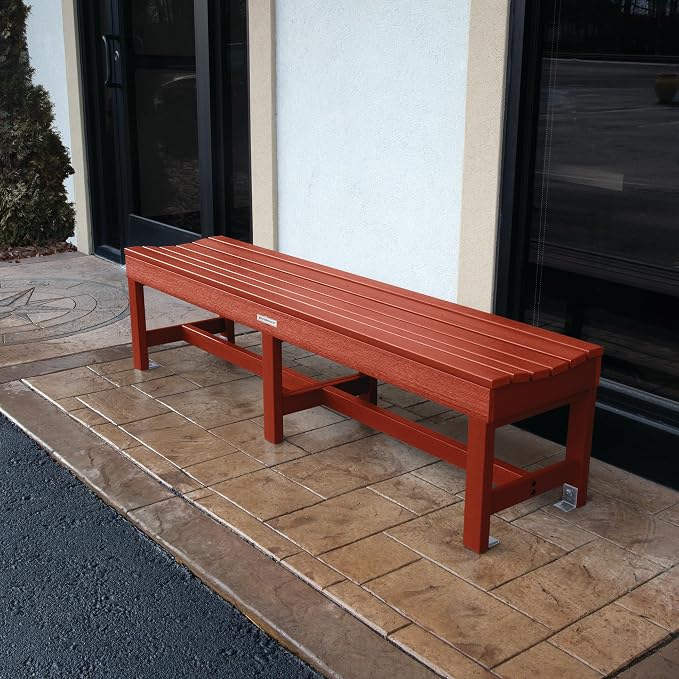 Sequoia Professional Commercial Grade Weldon Backless Picnic Bench, 6ft, Rustic Red
