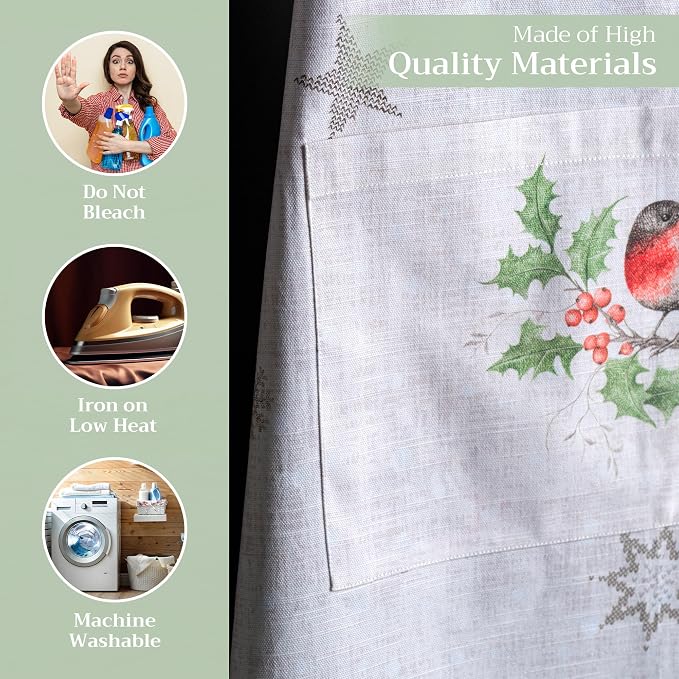 Maison d' Hermine Aprons for women with Pocket 100% Cotton (27.50"x31.50") | Adjustable Neck Strap & long ties Apron Men Chef Wedding Cooking Gardening Server Maid