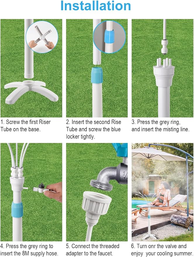 Tesmotor Misters for Outside Patio, Outdoor Misters for Patio Garden Lawn Pool Umbrella Trampoline