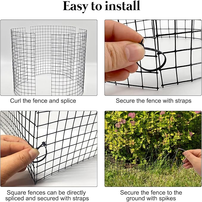 8 Pack 24'' x 12'' Large Wire Plant Protector from Animals, Metal Plant Wire Cage Chicken Wire Cloche with Ground Stakes , Labels and Nylon Tie to Keep Animals Out, Garden Protection Bunny Barricade