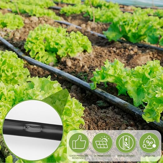 Tondiamo 500' 5/8 Inch Drip Tape Irrigation Tubing Kit 16 Mil 6" Spacing Garden Hose Watering Tube Line Automatic Equipment for Garden Irrigation System Farms, Landscape, Lawn