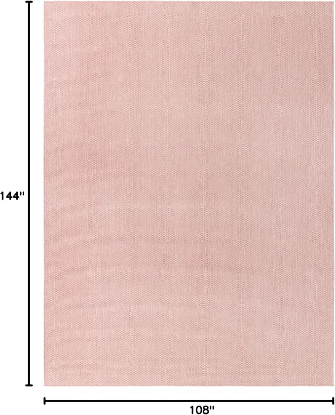 Unique Loom Collection Casual Transitional Solid Heathered Indoor/Outdoor Flatweave Area Rug (9' x 12' Rectangle, Whisper Pink/Ivory)