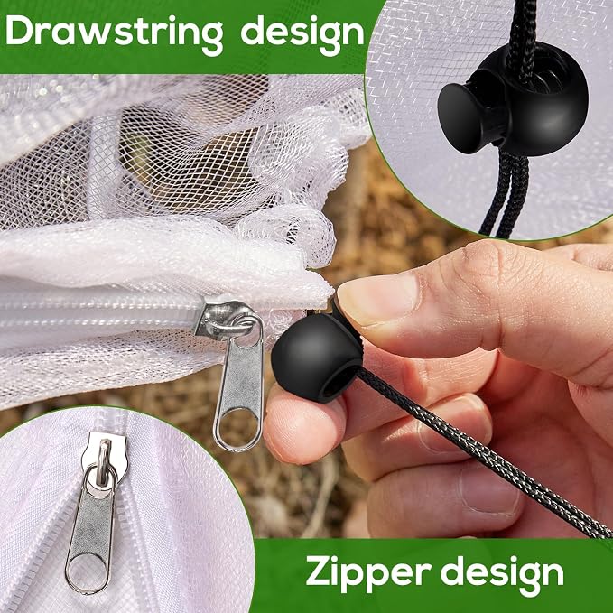 5.9 x 5.9 ft Fruit Tree Netting Cover with Zipper and Drawstring,Gardens Insect Netting Plant Cover Transparent Birds Plant Barrier Flowers Fruit Mesh Screen for Preventing Deer Squirrel Bug