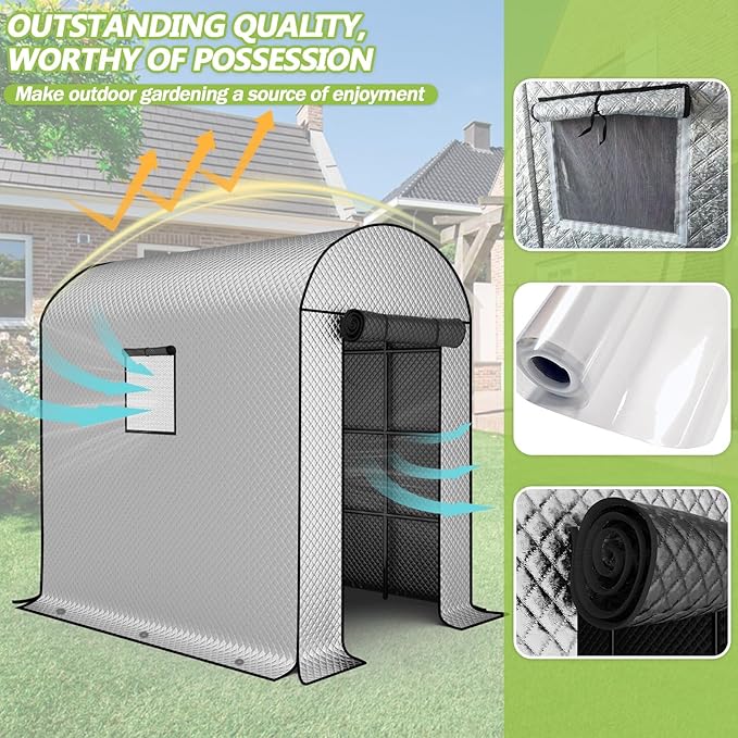 BUKLIYN Garden Arch Trellis - 90.5'' × 51'' × 90'' Greenhouses for Outdoors,Double-Layer Covering - PVC Film and Cotton Film, Suitable for All Seasons
