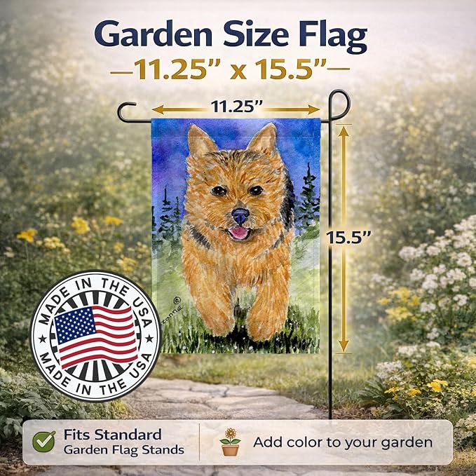 Caroline's Treasures SS8993GF Norwich Terrier Garden Flag Mailbox Flag Decorative Yard Flag Banner Outside Patio Artwork Yard Flower Beds, Garden Size, Multicolor