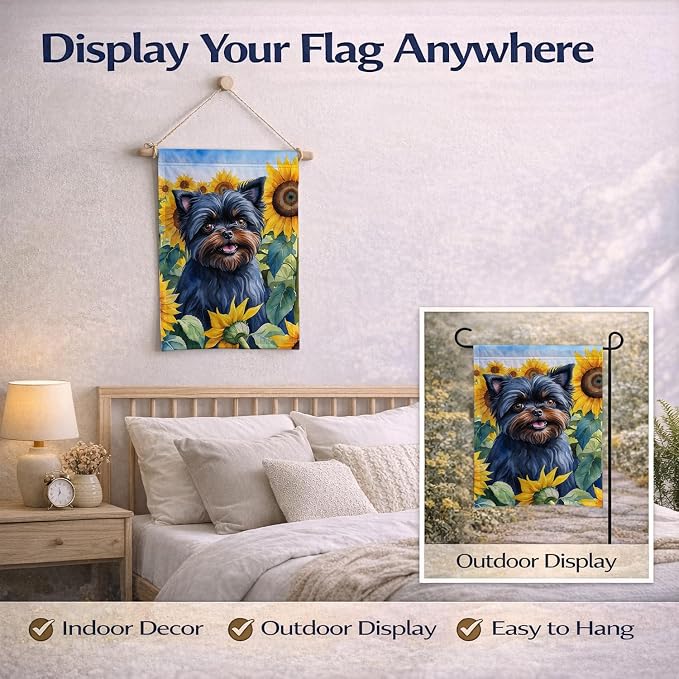 Caroline's Treasures DAC6000GF Affenpinscher in Sunflowers Garden Flag Mailbox Flag Decorative Yard Flag Banner Outside Patio Artwork Yard Flower Beds, Garden Size, Multicolor