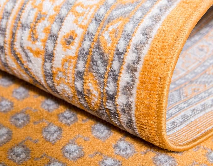 Unique Loom Williamsburg Collection Traditional Border with Dotted Center Area Rug, Round 3' 7" x 3' 7", Orange/Beige
