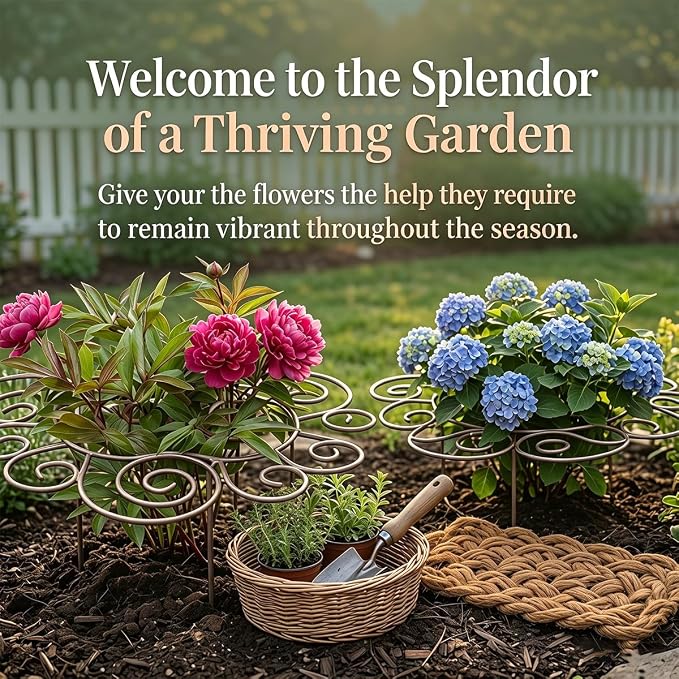 Metal Plant Support Ring for Garden, 2026 New Peony Cages and Supports, Grow-Through Peony Cages Ring Supports, Flower Support Frame, Outdoor Indoor Pots, Decorative Grow Through Rings (1pcs-Small)