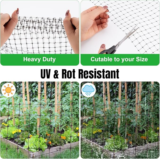 NONMON Bird Netting Deer Fence Netting 5 x 100FT Heavy Duty Garden Netting | for Chicken Coop, Protect Fruit Trees, Plants and Vegetables Against Birds, Deer, Squirrels and Other Animals, Black