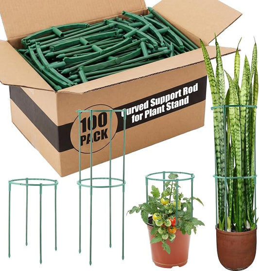100 Pcs Plant Support Stake Half Round Plant Cage Stackable Garden Flower Support for Indoor Outdoor Flower Vegetable Tomato Peony Monstera Hydrangea Climbing Plants (6.2" W X 11.6" H)