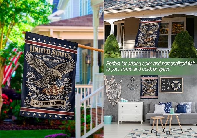 1776-2026 Commemorative, 250 Anniversary Usa Flag, Dualided Design, American 250th Anniversary Patriotic Design, American Flag With Eagle, Garden Flags For Outside 1 (30x40 Inch)