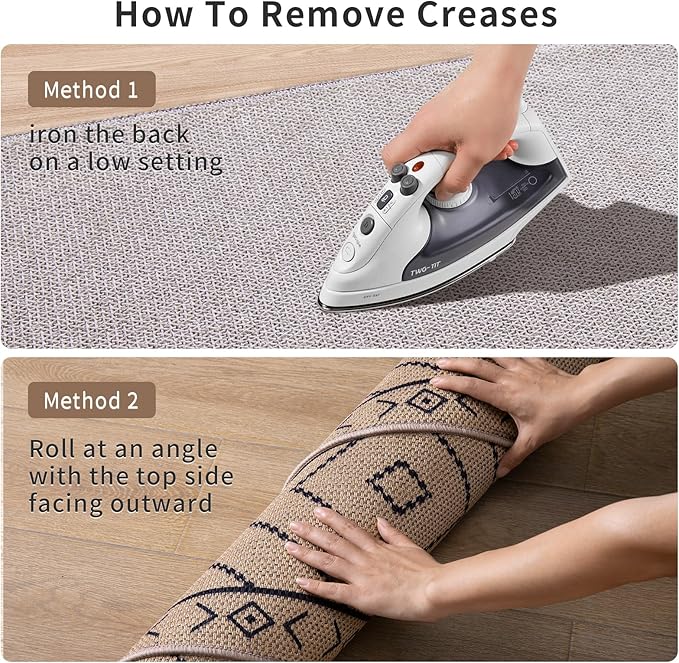 Tangsoo Easy Jute Rug 2.6x10 Washable Runner Rug for Hallways,Neutral Geometric Ultra Thin Indoor Carpet Runner Farmhouse Long Rnner Mat for Kitchen Entryway Laundry