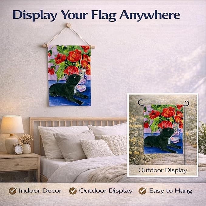 Caroline's Treasures SS8308GF French Bulldog Garden Flag Mailbox Flag Decorative Yard Flag Banner Outside Patio Artwork Yard Flower Beds, Garden Size, Multicolor
