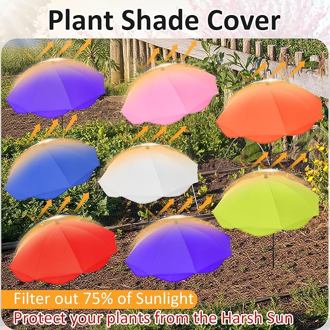16 Pcs 26 Inch Plant Umbrellas for Outdoor Plants Garden Umbrella Shade for Potted Plant, Garden Bed Flower Pot Provide Shade to ‌defend Blazing Sun (13 Colors)