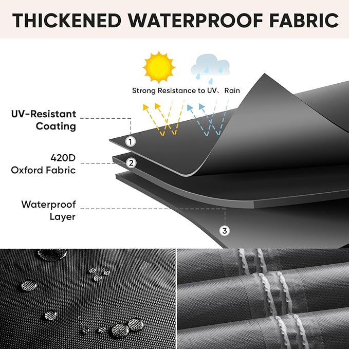 BALEINE Patio Furniture Covers, Outdoor Furniture Covers Waterproof, Heavy Duty Oxford Patio Table Cover for Outdoor Table, Chair, Sofa, Desk (Black, 90"L x 62"W x 28"H)
