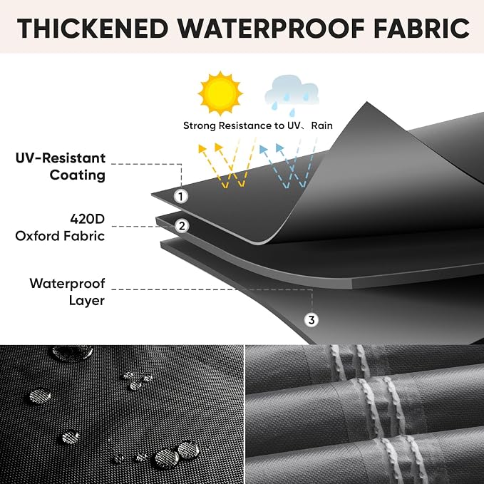 BALEINE Patio Furniture Covers, Outdoor Furniture Covers Waterproof, Heavy Duty Oxford Patio Table Cover for Outdoor Table, Chair, Sofa, Desk (Black, 74"L x 47"W x 28"H)