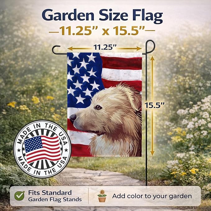 Caroline's Treasures CK6559GF Himalayan Sheepdog Dog American Flag Garden Flag Mailbox Flag Decorative Yard Flag Banner Outside Patio Artwork Yard Flower Beds, Garden Size, Multicolor