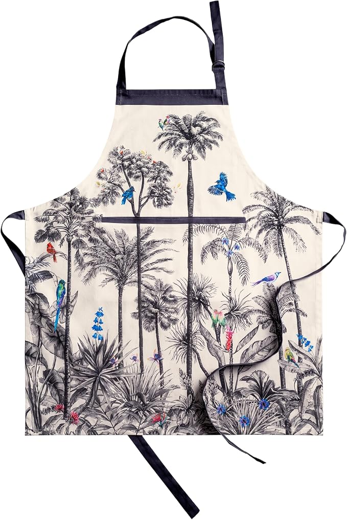 Maison d' Hermine Aprons for women with Pocket 100% Cotton (27.50"x31.50") | Adjustable Neck Strap & long ties Apron Men Chef Wedding Cooking Gardening Server Maid