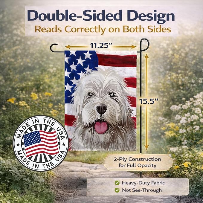 Caroline's Treasures CK6688GF Sapsali Dog American Flag Garden Flag Mailbox Flag Decorative Yard Flag Banner Outside Patio Artwork Yard Flower Beds, Garden Size, Multicolor