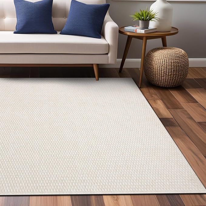 Luul Home Easy Jute Rugs 9x12 White Color Living Room Indoor Outdoor Area Rug for Patio Farmhouse and Kitchen Rug High Traffic Easy to Clean Washable Solid Boho Woven Design Outside Carpet (9 x 12)