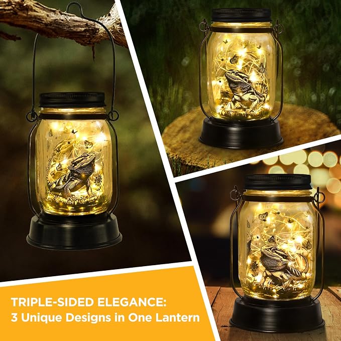 kyoryuger Bearded Dragon Gifts for Women/Men Bearded Dragon Solar Lanterns Mom Birthday Animal Lovers Lantern Animal Memorial Lights Solar Garden Decoration for Yard, Patio,Backyard,Porch Torches