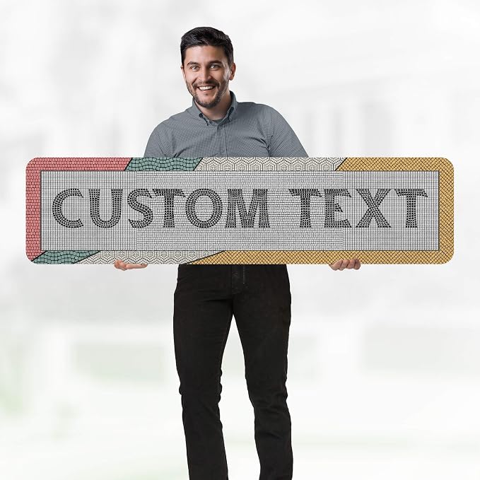 Custom Sign, Custom Street Sign, 11 Font Colors, 13 Font Styles, 4 Hole Options, 22 Sizes, 12x48 Inches, Rust Free DiBound, Fade Resistant, Made in USA by My Sign Center (Fauxsaic 2)