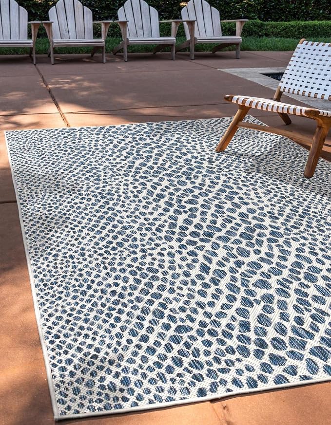 Unique Loom Jill Zarin Outdoor Collection Area Rug - Cape Town (10' x 13' 1'' Rectangle, Blue/ Olive)