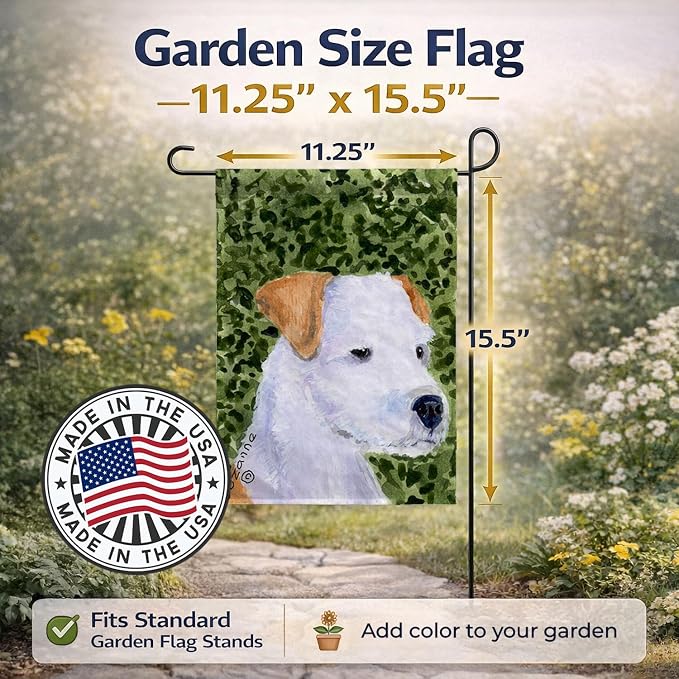 Caroline's Treasures SS8728GF Jack Russell Terrier Garden Flag Mailbox Flag Decorative Yard Flag Banner Outside Patio Artwork Yard Flower Beds, Garden Size, Multicolor
