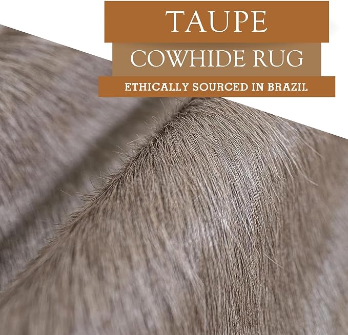 Sunshine Cowhides 100% Genuine Taupe Cowhide Rug - Modern Style Animal Skin Rug & Floor Carpet for Living Room, Bedroom, Kitchen & More - Extra Large (6x7-8 Ft.)