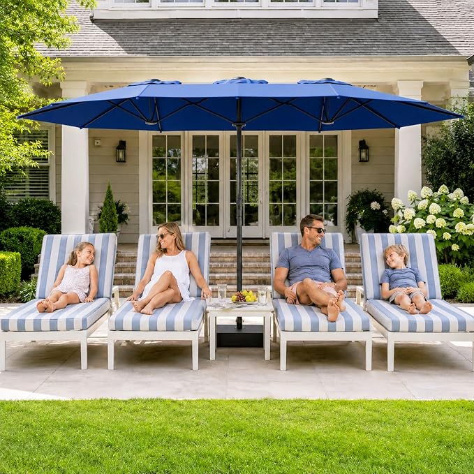 Sannwsg Outdoor Patio Umbrella,Table Umbrella with Push Button Tilt and Crank,Market Umbrella with 8 Sturdy Ribs,Yard Umbrella
