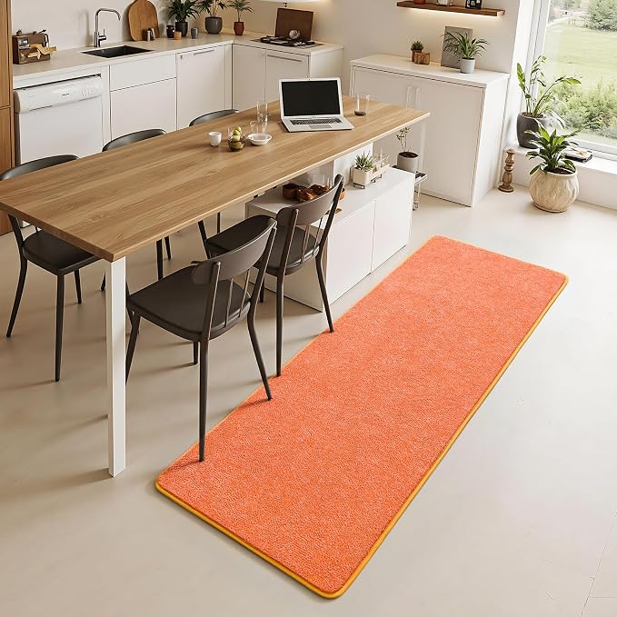 Chicrug Memory Foam 2x6 Runner Rugs for Hallway Entryway Bedroom | Low-Pile Soft Carpet Runner Rug for Kitchen, 6ft Kids Rug for Bedside Dorm Room Decor, Orange and White
