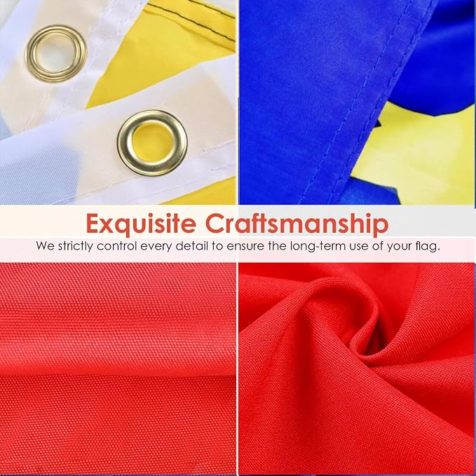 Ahfulife Ecuador Flag 3x5 Ft, 2 Pcs Large Ecuadorian National Flags for Outdoor Indoor, Double Sided with Brass Eyelets for World Cup, Party, Garden, Bar, Street Decor