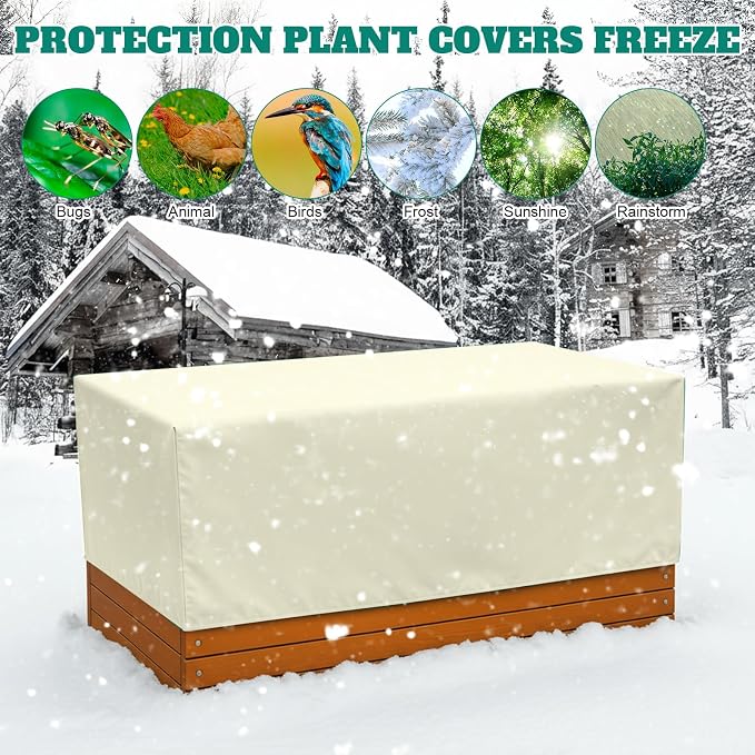 4 Pcs Plant Covers Freeze Protection 52×28.3×19.7 Inch Rectangular Plant Box Cover with Drawstring Large Tree Covers Frost Protection Blankets for Outdoor Garden Raised Beds(Yellow)
