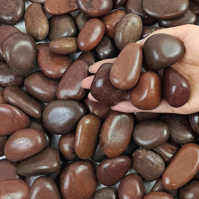 FANTIAN 5 lbs Red River Rocks, 1-2 Inch Polished Pebbles for Indoor Plants, Decorative Rocks Stones for Landscaping, Vases, Aquariums, Fountains, Pathways, Backyard and Garden