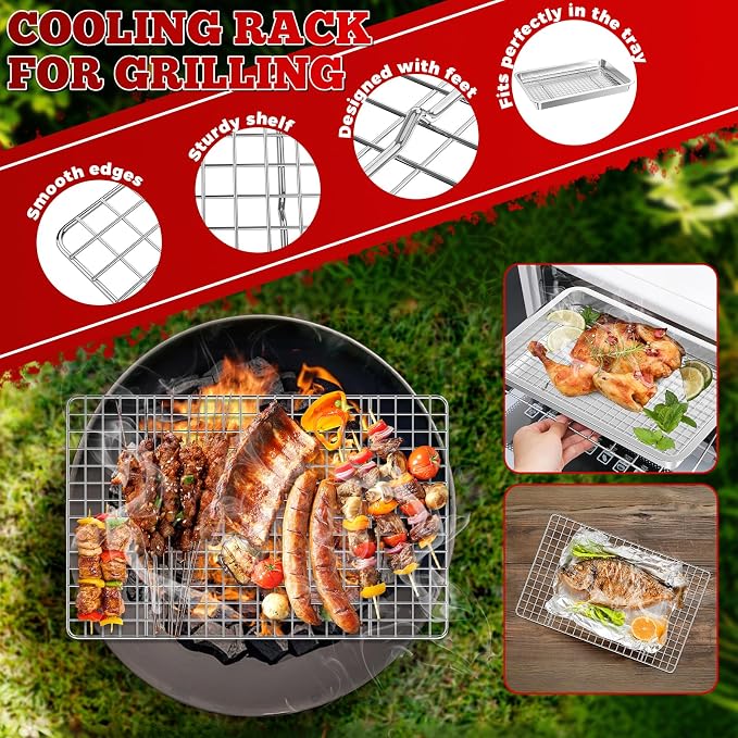 Grill Baskets 6-Piece Grill Baskets for Outdoor Grill Stainless Steel Grilling Basket BBQ Grilling Accessories for Grills Smokers Vegetable Grill Basket