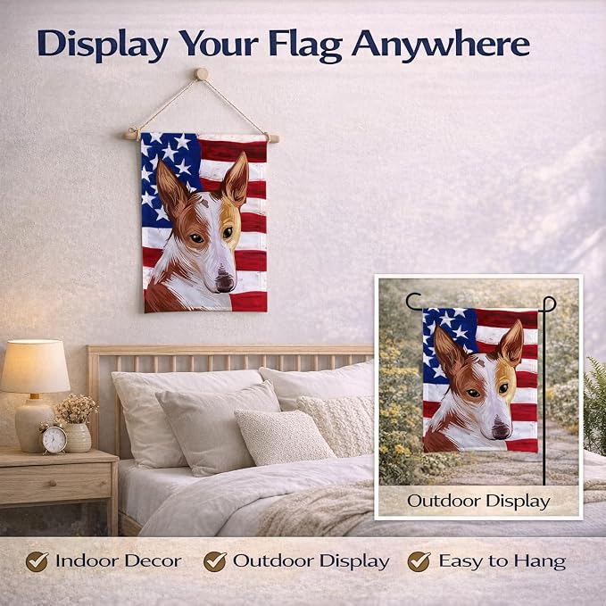 Caroline's Treasures CK6610GF Majorca Ratter American Flag Garden Flag Mailbox Flag Decorative Yard Flag Banner Outside Patio Artwork Yard Flower Beds, Garden Size, Multicolor