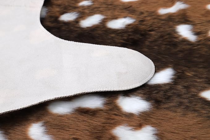 Asuprui Deer Rug, 3x3.6 Feet Sika Deer Hide Carpet,Antelope Rug,Fawn Mats