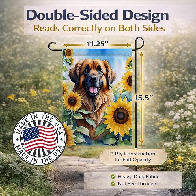 Caroline's Treasures DAC6115GF Leonberger in Sunflowers Garden Flag Mailbox Flag Decorative Yard Flag Banner Outside Patio Artwork Yard Flower Beds, Garden Size, Multicolor