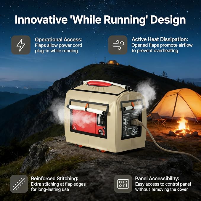 Generator Covers While Running, 21.7"L x 13.8"W x 17.4"H, Compatible With Honda EU3200i, EU2000i, Champion, Westinghouse 2200, WEN 56235i, and Pulsar G2319N Generators,Khaki