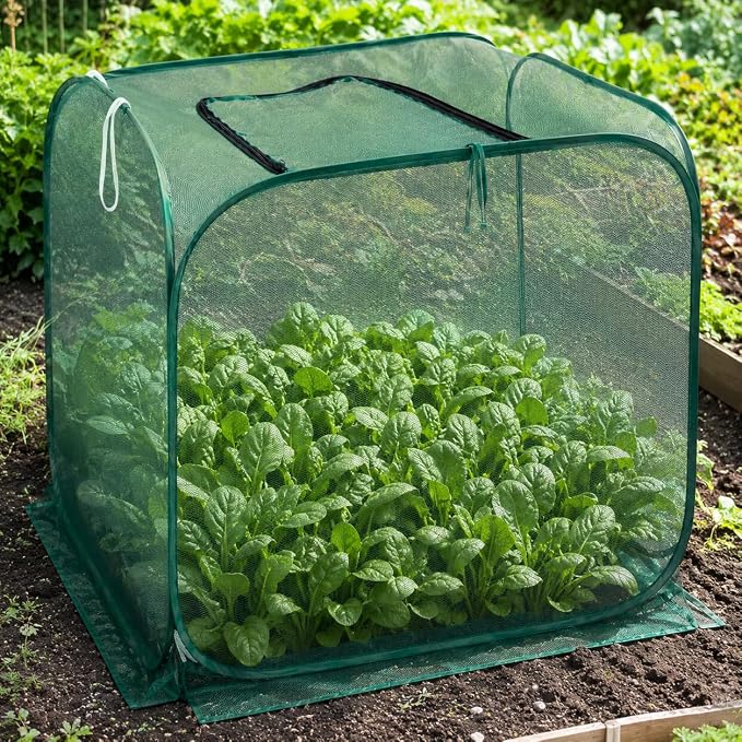 Collapsible Pop-Up Mesh Garden Cover（35''x35''x31''for Square Raised Beds-30% Sunblock，Protective Netting Cage for Vegetables, Fruits & Flowers, Keep Birds and Small Animals Out