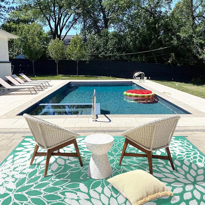 Anidaroel Outdoor Rugs 5x8ft for Patios Clearance Waterproof, Reversible Tropical Plastic Straw Camping Mat Outside Rug, Large Outdoor Area Rug for RV, Porch, Deck, Balcony, Picnic(5'x8')