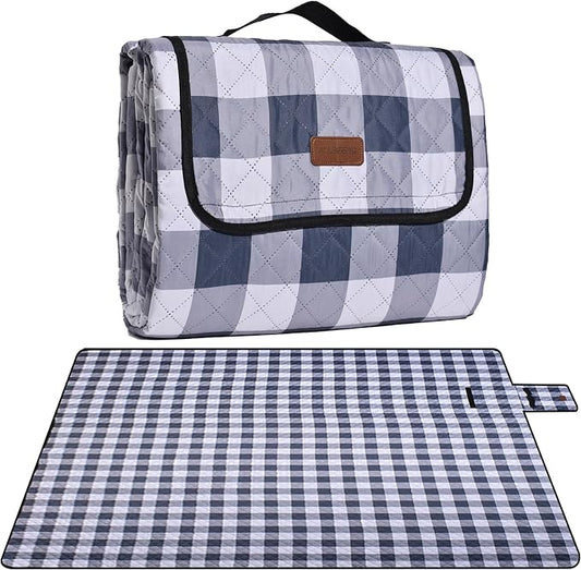 Extra Large Picnic Blanket 80''x 80'' Waterproof Foldable Picnic Mat for Beach, 5-Layer Outdoor Blanket for 6 to 8 Adults,Camping Grass Lawn Park Accessories Couple Park Wedding Registry(Grey)
