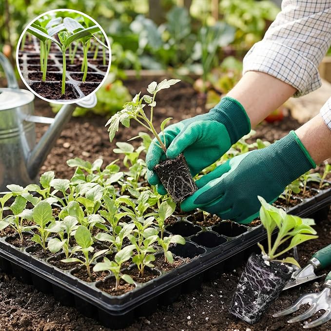 72-Cell Seed Trays with Drainage Trays-10 Sets 20 Packs-1020 Durable Plastic Plant Tray for Seed Germination（21x11x1.81 in）