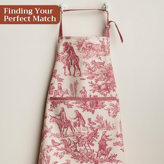 Maison d' Hermine Aprons for women with Pocket 100% Cotton (27.50"x31.50") | Adjustable Neck Strap & long ties Apron Men Chef Wedding Cooking Gardening Server Maid