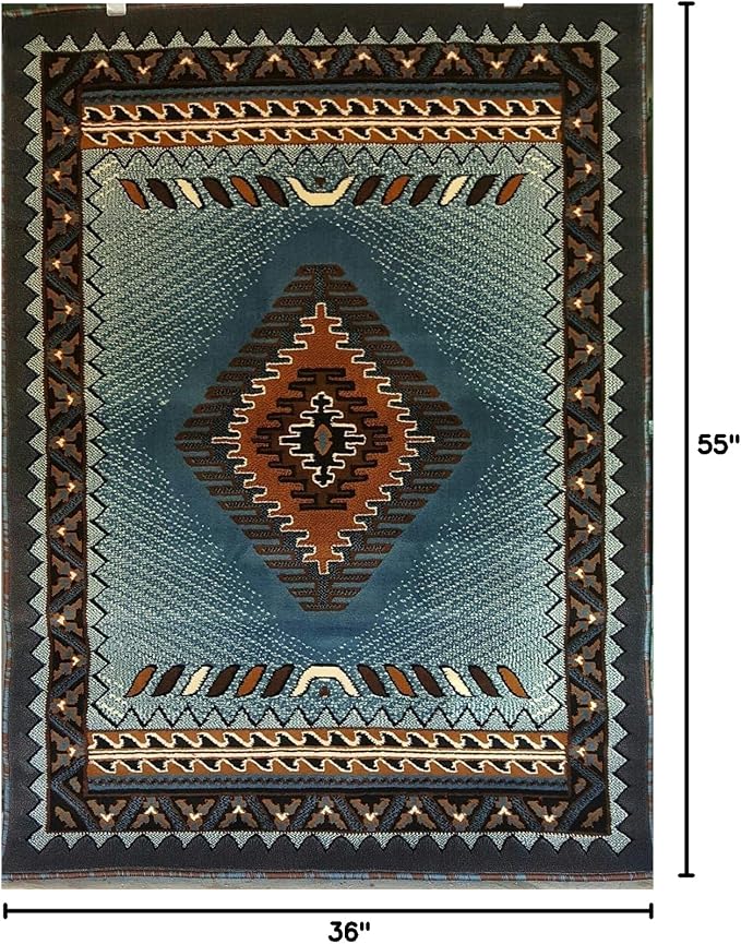 YHSF South West Native American Area Tribal Rug - Mocha, 3' x 4'7" | Easy-Clean, Soft & Durable Tribal Rug for Living Room, Bedroom, Kitchen & More - Stain-Proof Runner for Home Decor